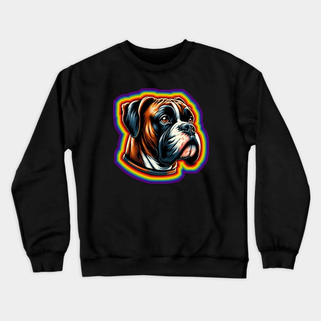 Lgbtq+ Rainbow Boxer dog Crewneck Sweatshirt by Arteria6e9Vena